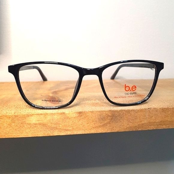 Bio Eyes Accessories - New BLACK Rx'able Eyeglass Frame, women full rim glasses, Shiny Black